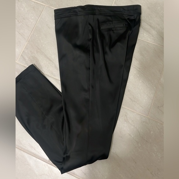 🔥Cach’e, Black SATIN FLARED TROUSERS w/VENTS, Excellent Condition, Size 10 Long - Picture 7 of 13